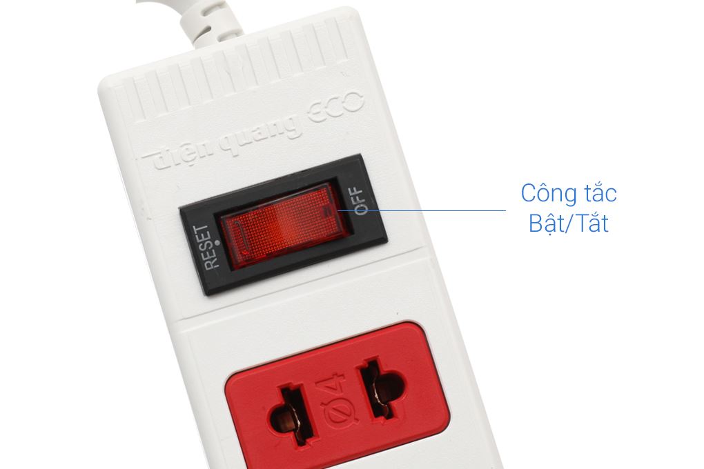 Ổ cắm điện Điện Quang 4 lỗ 5m ECO ESK 5WR 42 Màu Trắng - Đỏ