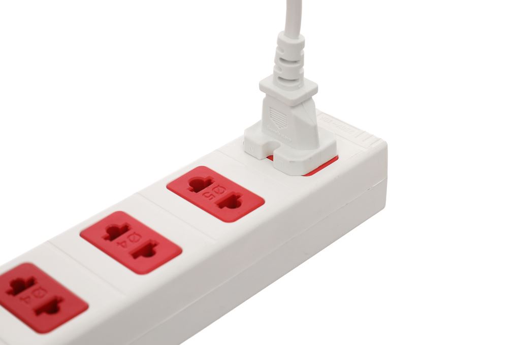 Ổ cắm điện Điện Quang 4 lỗ 5m ECO ESK 5WR 42 Màu Trắng - Đỏ