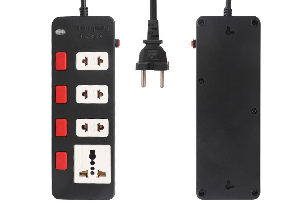Ổ cắm điện Điện Quang 4 lỗ 5m ECO 4SBW Màu Trắng - Đen