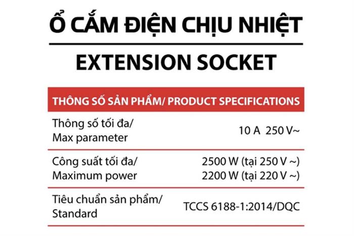 Ổ cắm điện Điện Quang 4 lỗ 5m ECO 4SBW Màu Trắng - Đen