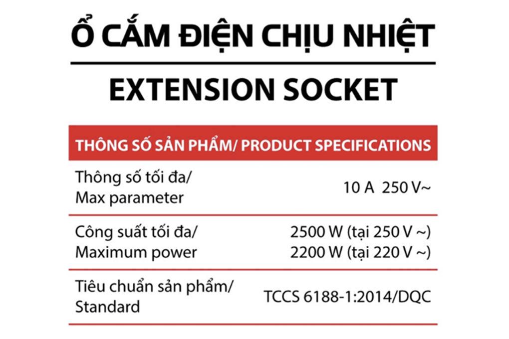 Ổ cắm điện Điện Quang 4 lỗ 5m ECO 4SBW Màu Trắng - Đen