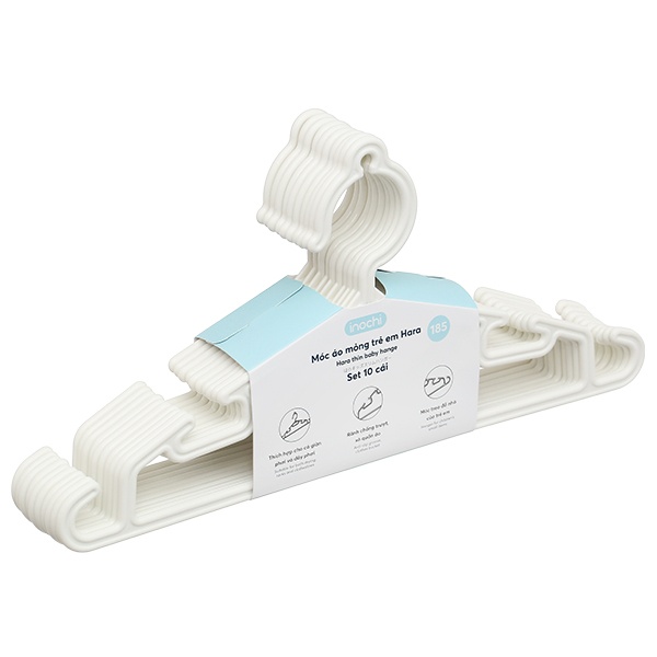 Bộ 10 móc quần áo trẻ em nhựa Inochi Hara 185 HIN.MOBE.0185
