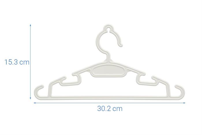 Bộ 10 móc quần áo trẻ em nhựa Inochi Hara 185 HIN.MOBE.0185 Màu Trắng