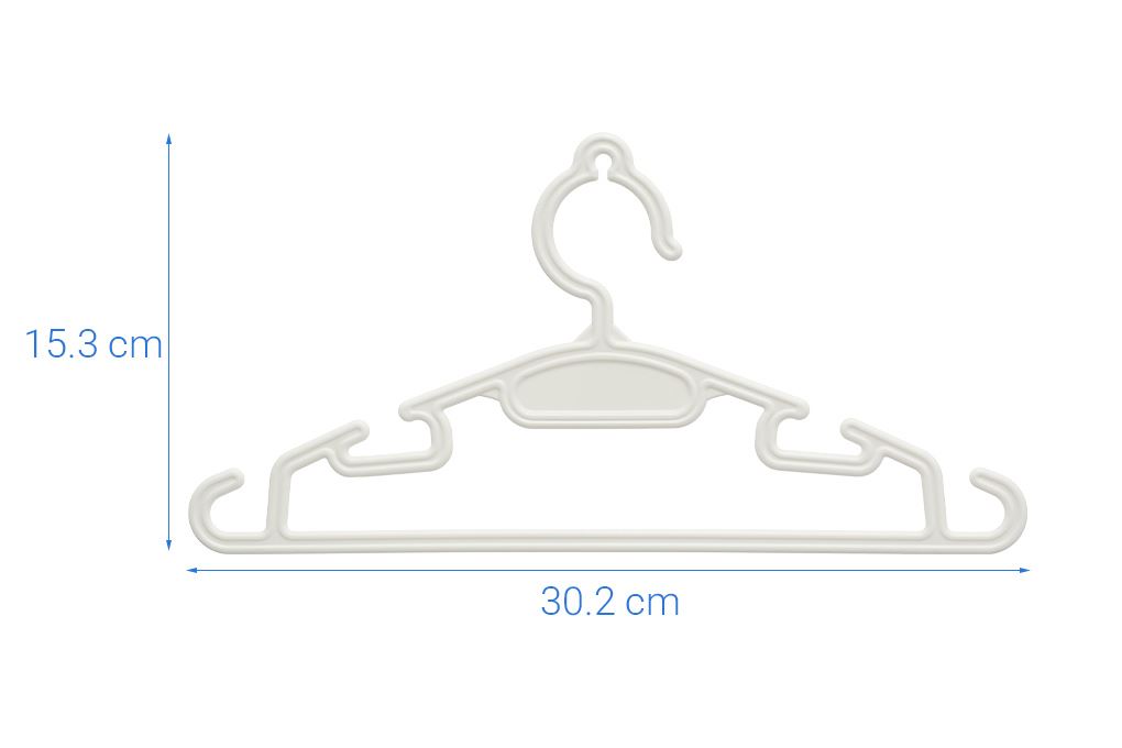 Bộ 10 móc quần áo trẻ em nhựa Inochi Hara 185 HIN.MOBE.0185 Màu Trắng