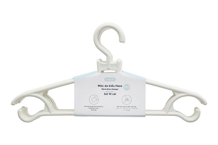 Bộ 10 móc quần áo nhựa Inochi Hara 183 HIN.MOBE.0183 Màu Trắng