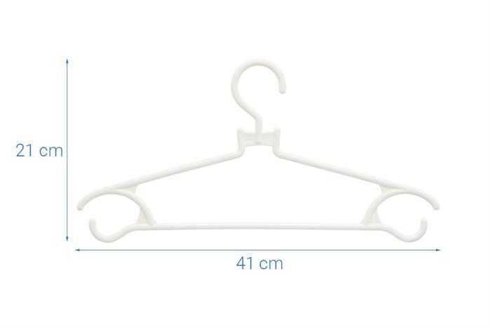 Bộ 10 móc quần áo nhựa Inochi Hara 183 HIN.MOBE.0183 Màu Trắng