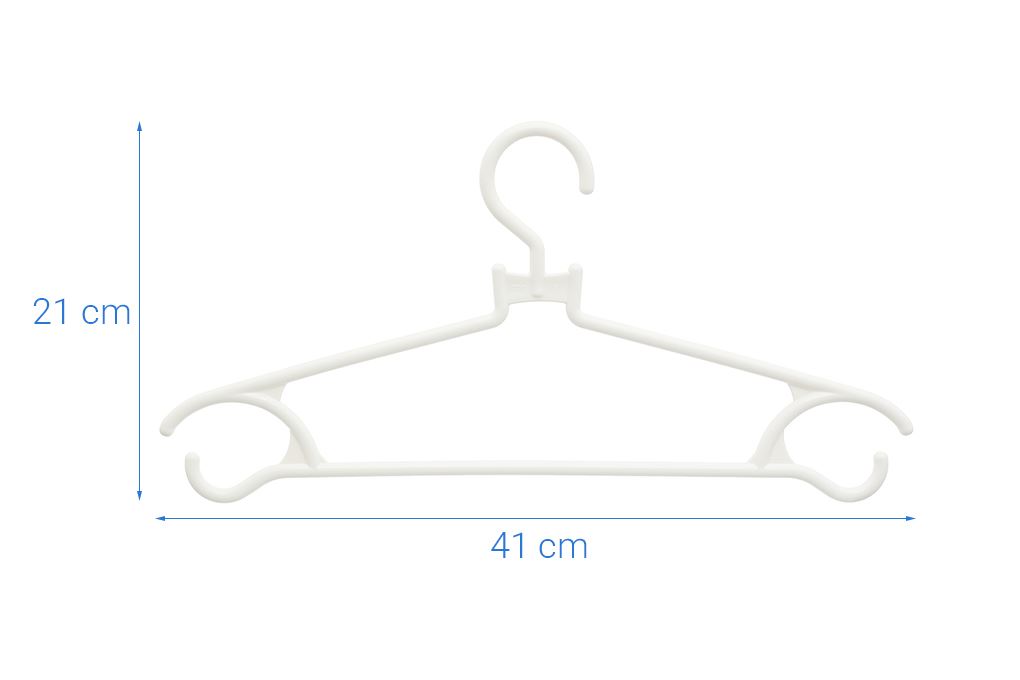 Bộ 10 móc quần áo nhựa Inochi Hara 183 HIN.MOBE.0183 Màu Trắng
