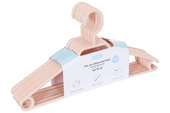 Bộ 10 móc quần áo nhựa Inochi Hara 186 HIN.MOCT.0186 Màu Hồng