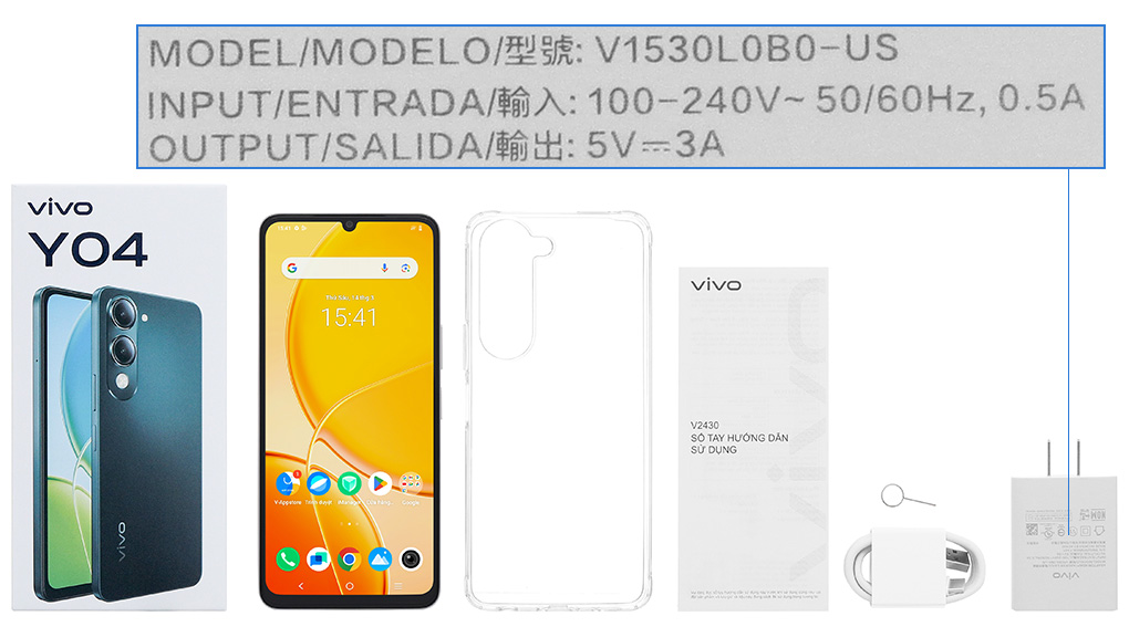 Bộ sản phẩm gồm: Hộp, Sách hướng dẫn, Cây lấy sim, Miếng dán màn hình, Ốp lưng, Cáp Type C, Củ sạc rời đầu Type A