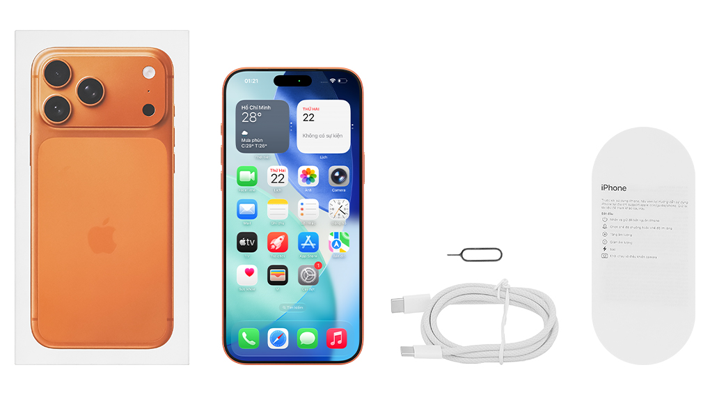 Bộ sản phẩm gồm: Cáp Type C, Cây lấy sim, Hộp, Sách hướng dẫn