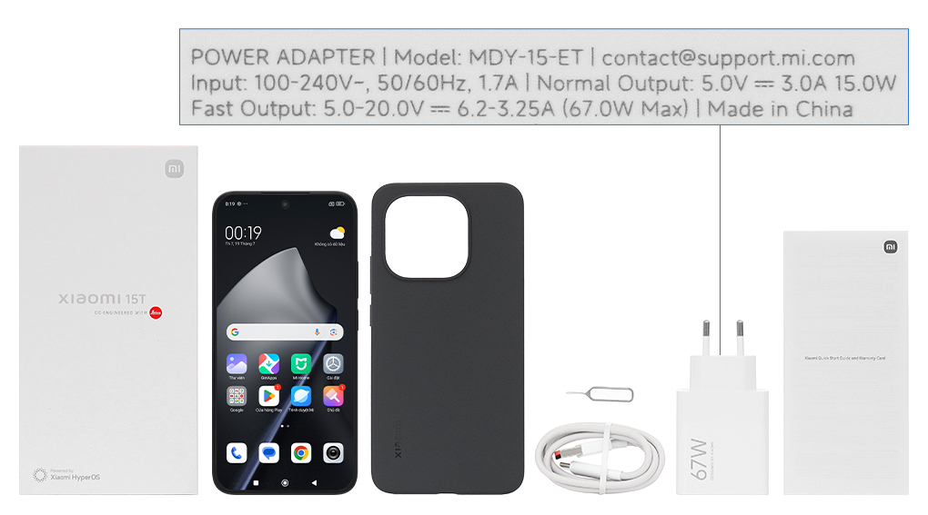 Bộ sản phẩm gồm: Hộp, Sách hướng dẫn, Cây lấy sim, Ốp lưng, Cáp Type C, Củ sạc nhanh rời đầu Type A