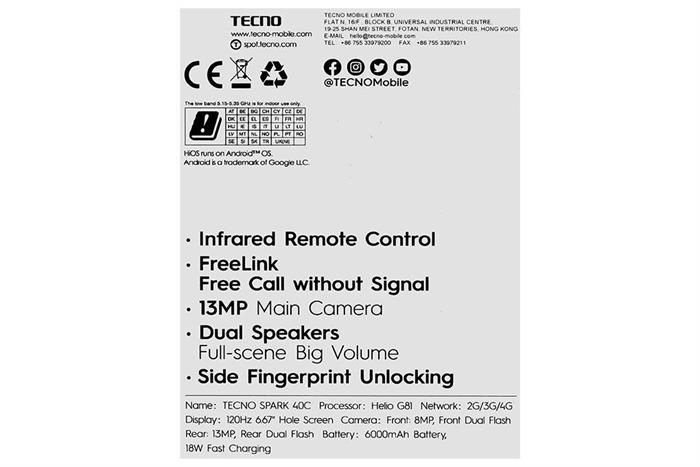 Điện thoại Tecno Spark 40C 4GB/128GB Màu Xám