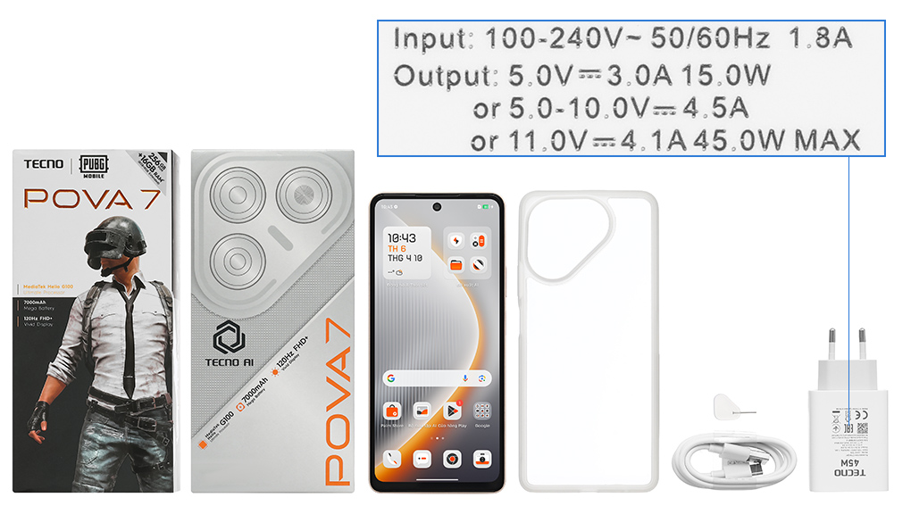 Bộ sản phẩm gồm: Sách hướng dẫn, Hộp, Cây lấy sim, Củ sạc nhanh rời đầu Type A, Cáp Type C