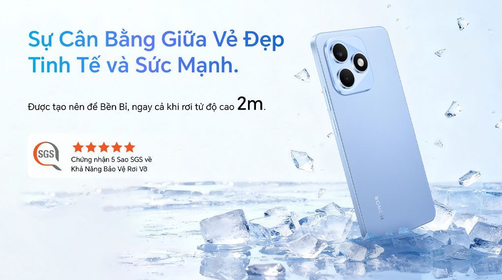 HONOR X8d đạt chứng nhận 5 sao SGS về khả năng chống rơi vỡ từ độ cao 2 m, giúp bạn hoàn toàn an tâm khi sử dụng hằng ngày