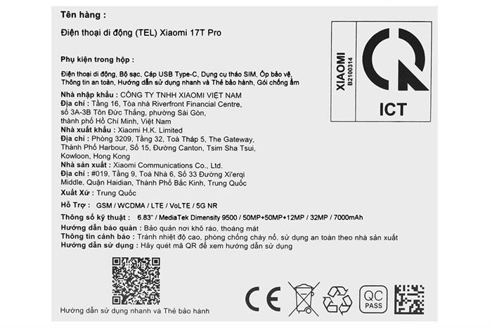 Điện thoại Xiaomi 17T Pro 5G 12GB/256GB Màu Tím