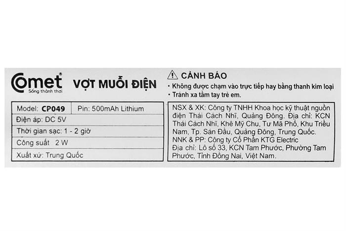 Vợt muỗi Comet CP049 Màu Trắng
