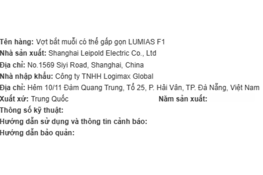 Vợt muỗi Lumias F1 Màu Trắng