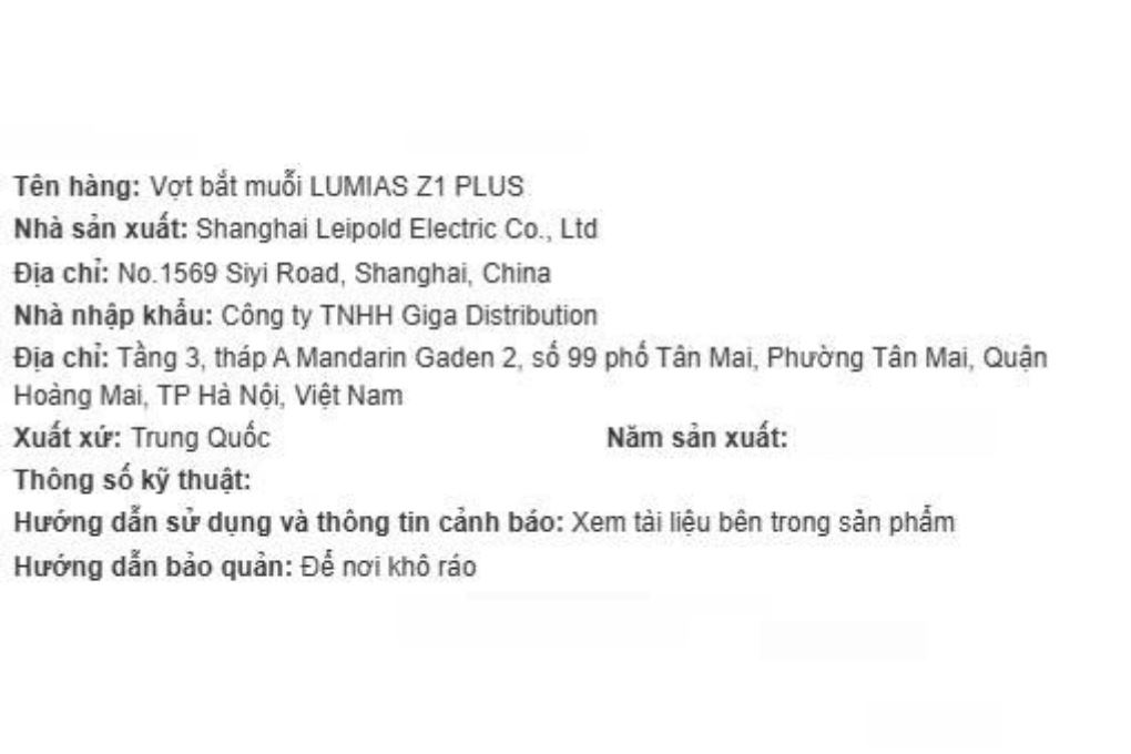 Vợt muỗi Lumias Z1 PLUS Màu Trắng