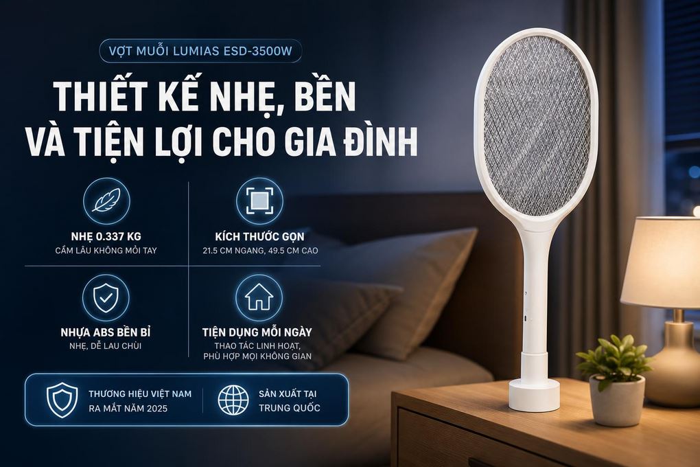 Vợt muỗi Lumias ESD-3500W Màu Trắng