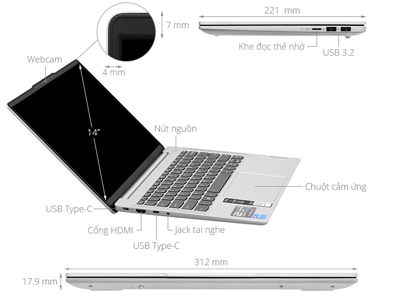 Lenovo Ideapad 5 14IAH8 - 83BF003WVN (i5 12450H, 16GB, 1TB, WUXGA, Win11)