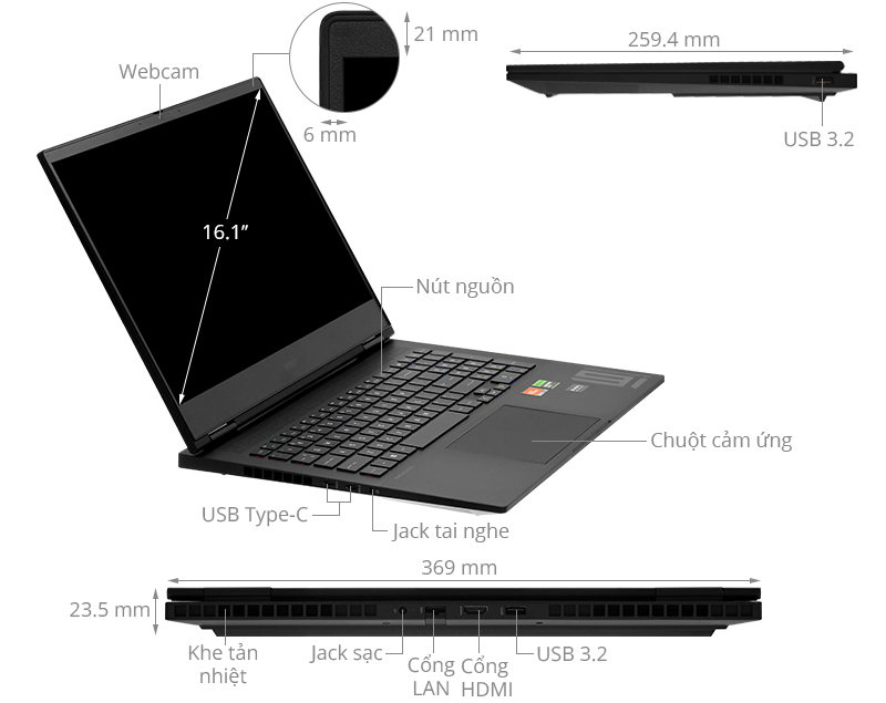 HP Gaming OMEN 16 xf0070AX R9 7940HS/32GB/1TB/8GB RTX4070/240Hz/Win11 (8W945PA)