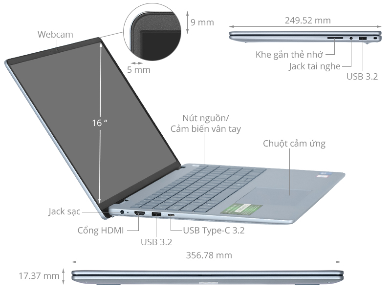 Dell Inspiron 16 5640 - N5640-C7U161W11IBU (Core 7 150U, 16GB, 1TB, Full HD+, OfficeHS, Win11)