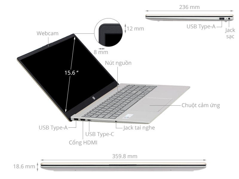 HP 15 fd1063TU - 9Z2Y1PA (Ultra 5 125H, 16GB, 512GB, Full HD, Win11)