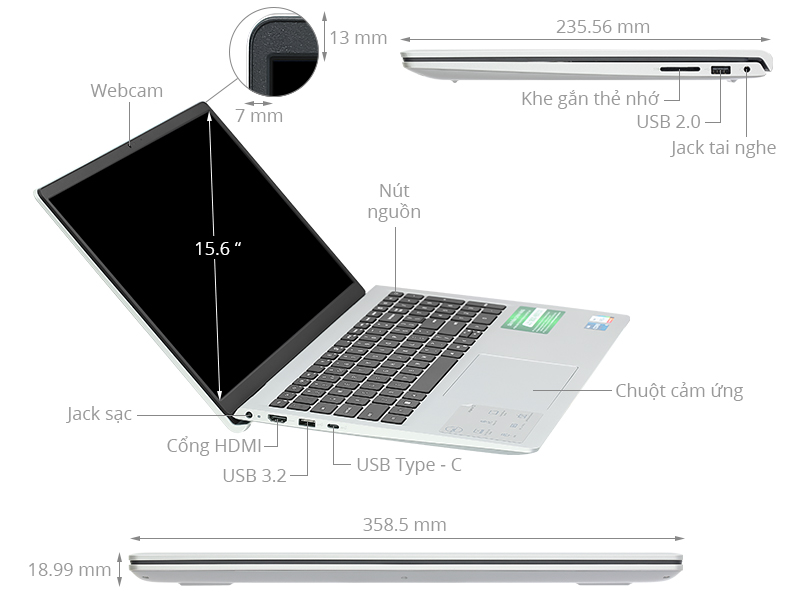 Dell Inspiron 15 3530 - 71043885 (i5 1334U, 16GB, 512GB, Full HD 120Hz, OfficeHS, KYHD, Win11)