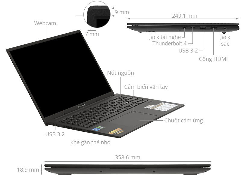 Asus Gaming Vivobook K3605ZU - RP296W (i5 12500H, 16GB, 512GB, RTX 4050 6GB, WUXGA 144Hz, Win11)