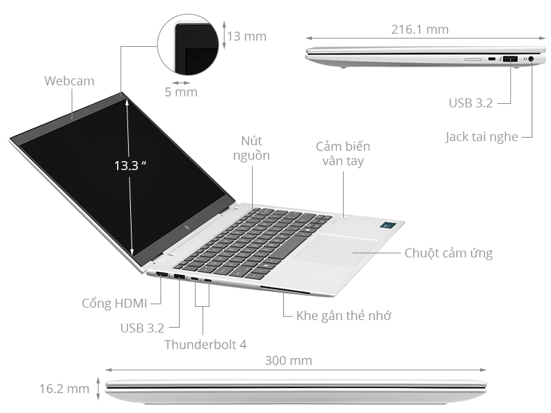 HP Elitebook X360 830 G11 - A7RB9PT (Ultra 5 135U, 16GB, 512GB, WUXGA, Cảm ứng, Win11 Pro)