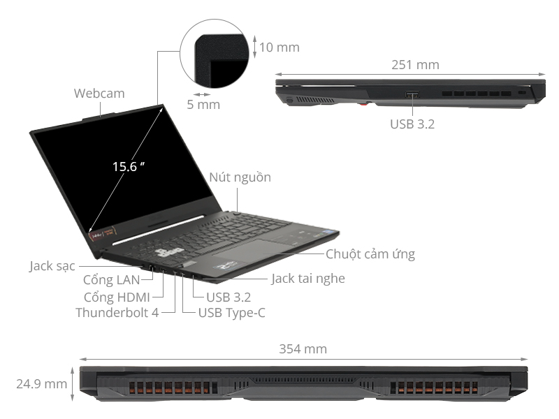Asus TUF Gaming F15 FX507ZC4 - HNi7MW (i7 12700H, 16GB, 512GB, RTX 3050 4GB, Full HD 144Hz, Win11)