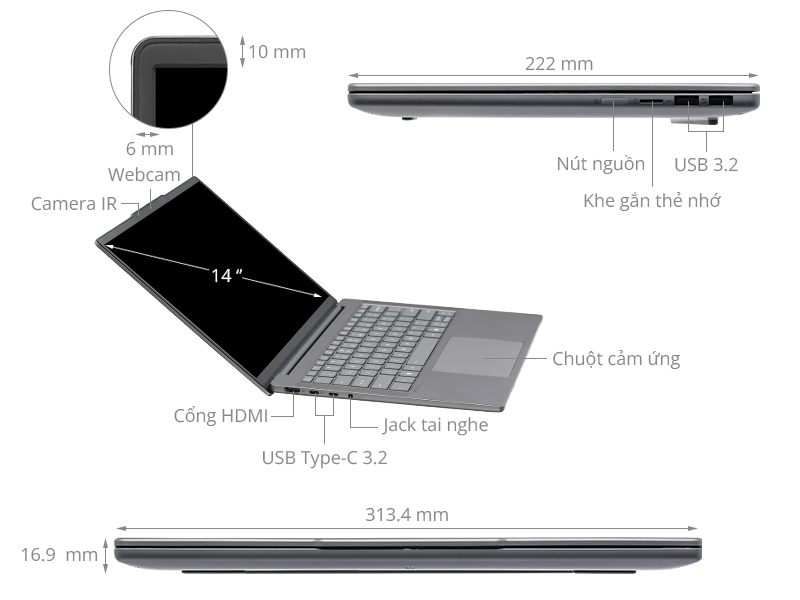 Lenovo IdeaPad Slim 5 OLED 14AHP10 - 83HV001MVN (R7 8845HS, 32GB, 512GB, WUXGA OLED, OfficeH24+365, Win11)