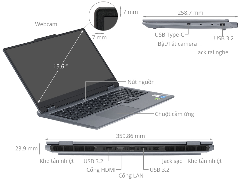Lenovo Gaming LOQ 15IRX9 - 83DV003CVN (i5 13450HX, 16GB, 512GB, RTX 3050 6GB, Full HD 144Hz, Win11)