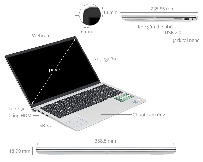 Dell Inspiron 15 3520 - 71064798 (i5 1235U, 16GB, 512GB, Full HD 120Hz, OfficeH24+365, KYHD, Win11)