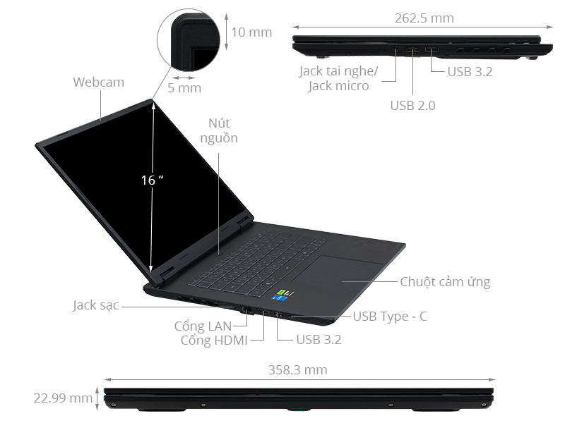 GIGABYTE Gaming A16 GA6H - GAMING-A16-CMHH2VN893SH (i5 13420H, 16GB, 512GB, RTX 4050 6GB, WUXGA 165Hz, Win11)