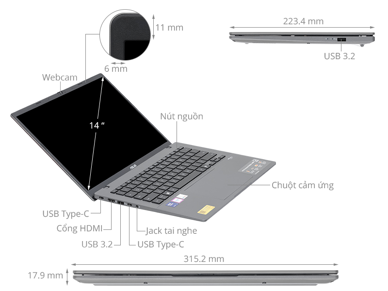 Asus Vivobook S14 S3407CA - LY095WS (Ultra 5 225H, 16GB, 512GB, WUXGA, OfficeH24+365, Win11)