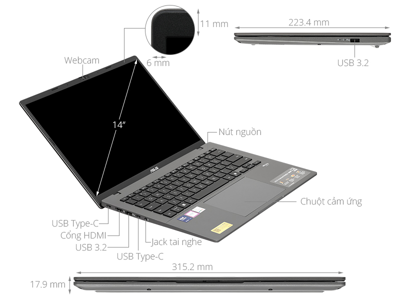 Asus Vivobook S14 S3407CA - LY096WS (Ultra 7 255H, 16GB, 512GB, WUXGA, OfficeH24+365, Win11)