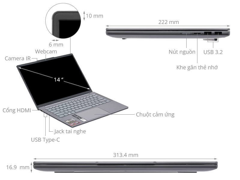 Lenovo IdeaPad Slim 5 OLED 14AKP10 - 83HX0066VN (R7 AI 350, 32GB, 512GB, WUXGA OLED, Win11)