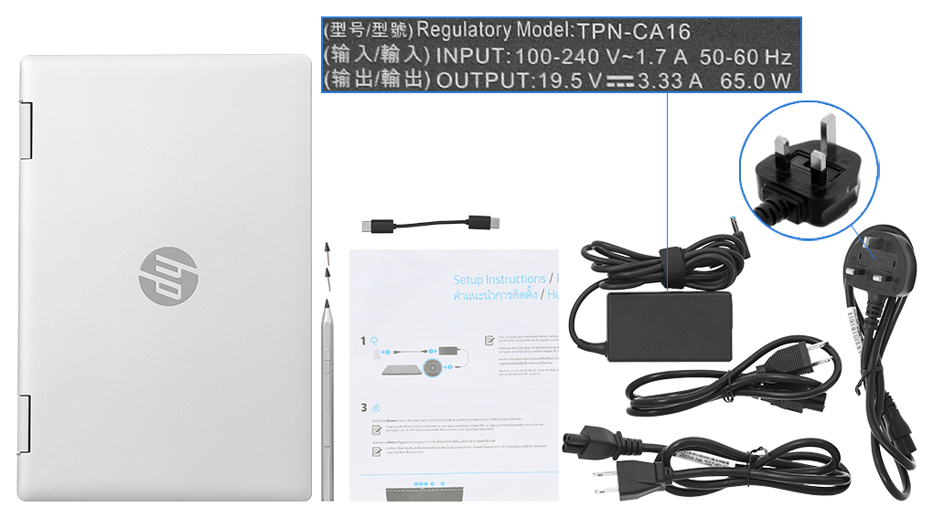 Bộ sản phẩm gồm: Sách hướng dẫn, Thùng máy, Sạc Laptop HP ( 65W )