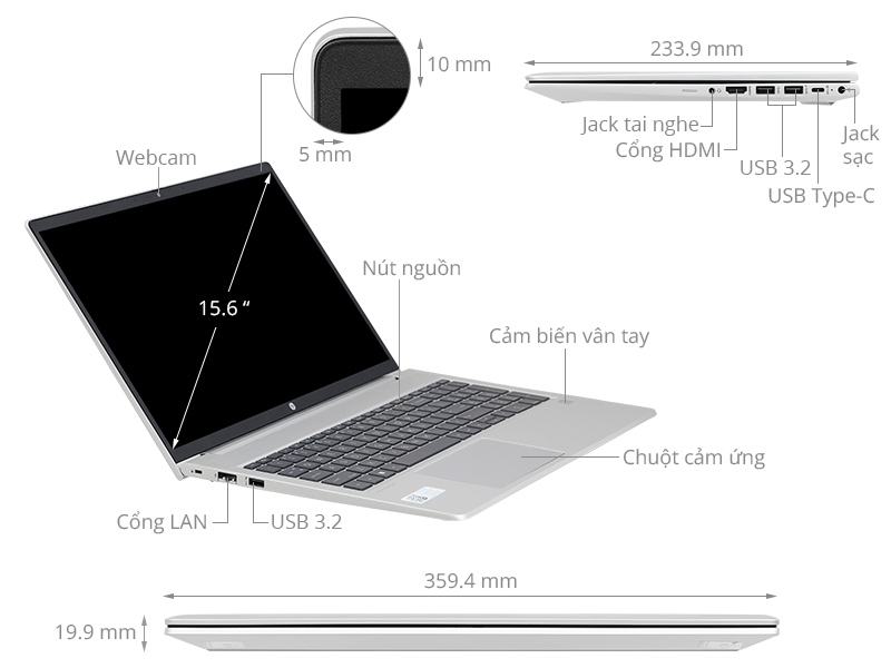HP Probook 455 G10 - B8PG7AT (R5 7530U, 16GB, 512GB, Full HD, Win11)