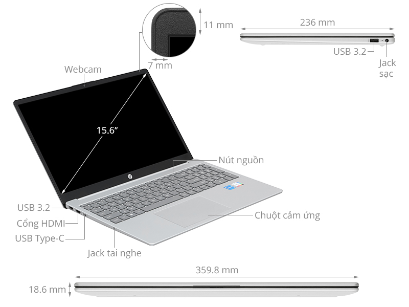 HP 15 fd0235TU - 9Q970PA (i5 1334U, 16GB, 512GB, Full HD, Win11)