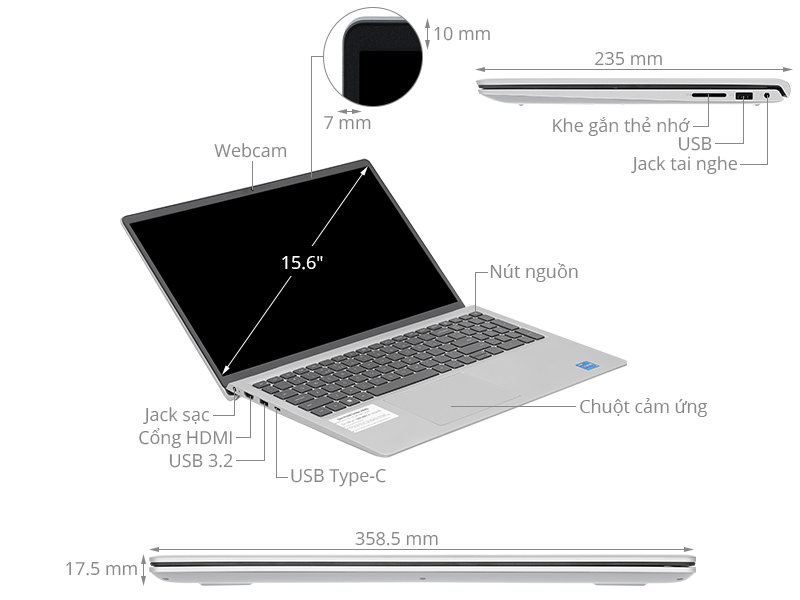 Dell 15 DC15250 - DC5I5357W1 (i5 1334U, 16GB, 512GB, Full HD 120Hz, OfficeH24+365, Win11)
