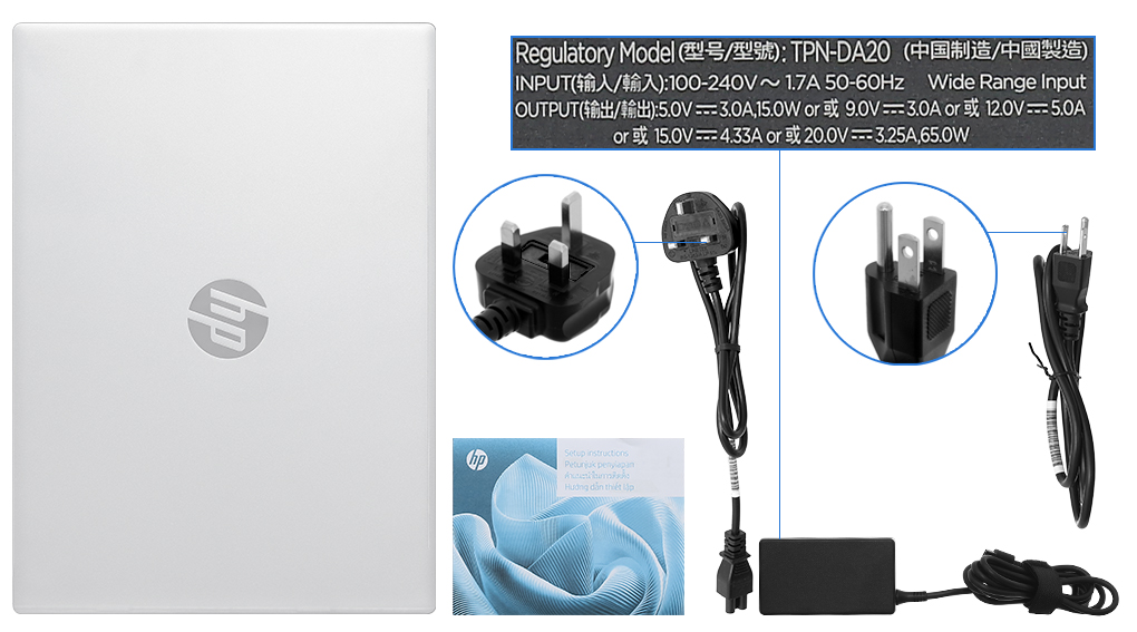 Bộ sản phẩm gồm: Sách hướng dẫn, Thùng máy, Sạc Laptop HP ( 65W )