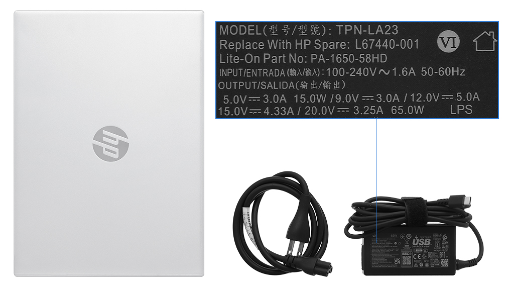 Bộ sản phẩm gồm: Sách hướng dẫn, Thùng máy, Sạc Laptop HP ( 65W )