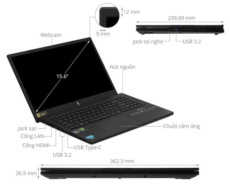 Acer Gaming Nitro V 15 ProPanel ANV15 41 R7CR - NH.QPESV.003 (R5 7535HS, 16GB, 512GB, RTX 4050 6GB, Full HD 180Hz, Win11)