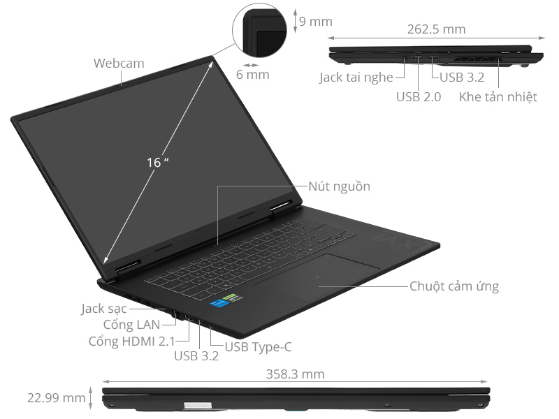 GIGABYTE Gaming A16 GA6H - GAMING-A16-CTHH3VN893SH (i5 13420H, 16GB, 512GB, RTX5050 8GB, WUXGA 165Hz, Win11)