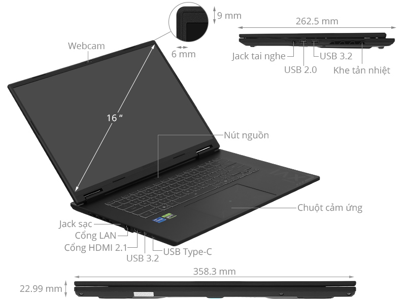 GIGABYTE Gaming A16 GA6H - GAMING-A16-CVHI3VN893SH (i7 13620H, 16GB, 512GB, RTX5060 8GB, WUXGA 165Hz, Win11)