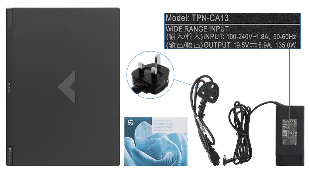 Bộ sản phẩm gồm: Sách hướng dẫn ( 120W ), Thùng máy, Sạc Laptop HP