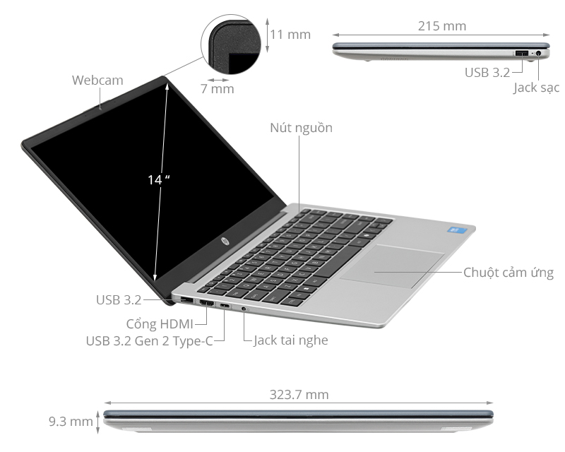 HP 240R G10 - C3RU6AT (Core 3 100U, 8GB, 512GB, Full HD, Win11)