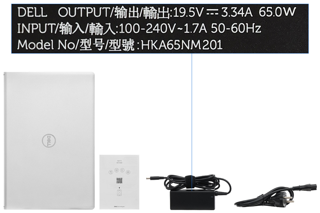 Bộ sản phẩm gồm: Sách hướng dẫn, Thùng máy, Sạc Laptop Dell ( 65W )
